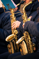 Saxophones of a municipal band.