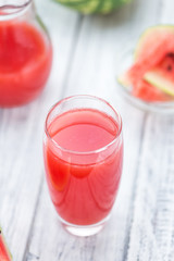 Fresh made Watermelon Smoothie on a rustic background
