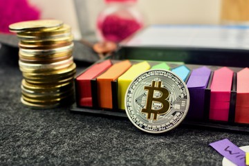 Colorful bitcoin concept
