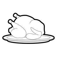 whole chicken or turkey icon image vector illustration design bold black outline