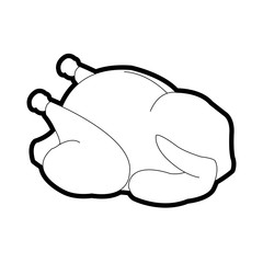 whole chicken or turkey icon image vector illustration design bold black outline