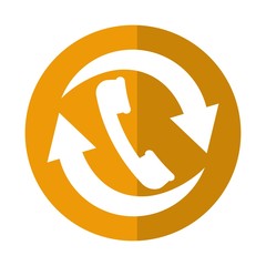 handset phone with arrows icon over white background. vector illustration