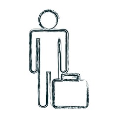 pictogram man with suitcase icon over white background. vector illustration