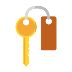 key with keychain, icon over white background. colorful design. vector illustration