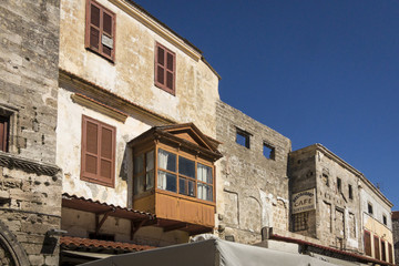 Fototapeta na wymiar Buildings in Old Town, Rhodes