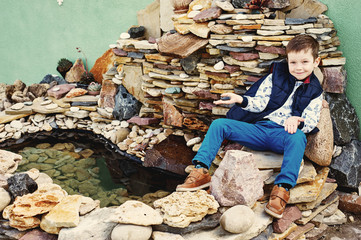 gay boy plays in the garden