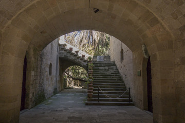 Fototapeta na wymiar Covered Passage in the Ancient City of Rhodes, Greece