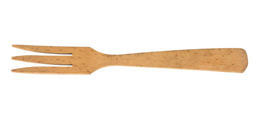 Wooden fork isolated on white background , clipping path.