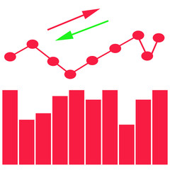 Up and down arrows, statistic financial graphic