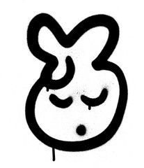 graffiti sprayed emoji icon in black on white