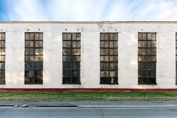 old industrial building with large windows