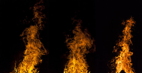 Fototapeta premium Yellow and orange fire frames isolated on a black background