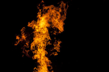 Yellow and orange fire frames  isolated on a black background