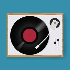 Obraz premium Retro Vinyl Disc Turntable Player Icon Illustration Vector