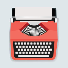 Retro Typewriter Machine Icon Illustration Vector