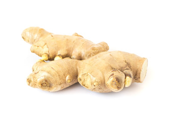 Fresh ginger on white background,raw material for cooking