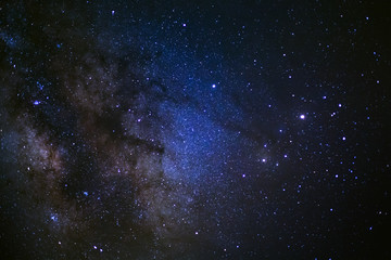 Close up milky way galaxy with stars and space dust in the universe, Long exposure photograph, with...