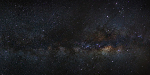 Panorama Milky way galaxy with stars and space dust in the universe, Long exposure photograph, with...