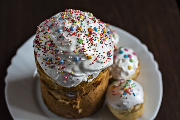 Easter cake on a white plate 