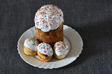 Easter cake on a white plate 