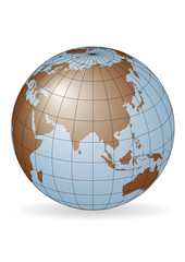 Asia earth globe vector map