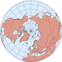 North Pole earth globe vector map