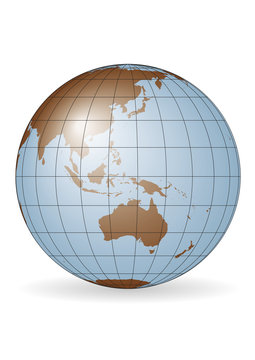 Australia and oceania earth globe vector map