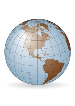 North America earth globe vector map
