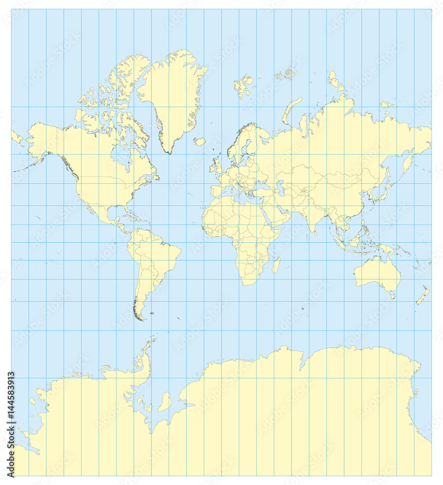 Canvas Prints map of the world mercator