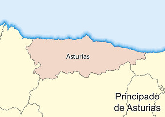 Vector map of the spanish autonomous community of Principado de Asturias