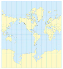 Map of the world Mercator America