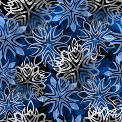 Materiał do szycia Seamless pattern tribal mandalas. Ethnic background with watercolor effect. Textile print for bed linen, jacket, package design, fabric and fashion concepts.