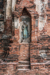 The ancient standing Buddha statue Ayutthaya Historical Park ancient city former capital of Thailand