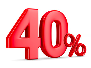 Fourty percent on white background. Isolated 3D illustration