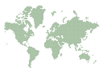 Fototapeta na wymiar Green dotted world map