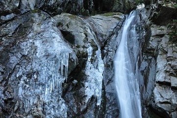 Fototapeta na wymiar 冬のエビラ沢の滝
