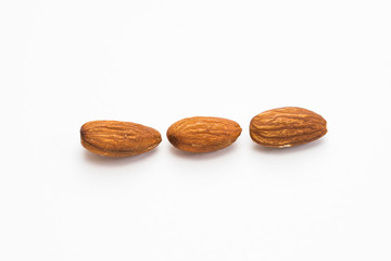 Almonds isolated on white background