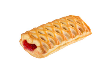 Puff pastry filled with jam isolated.