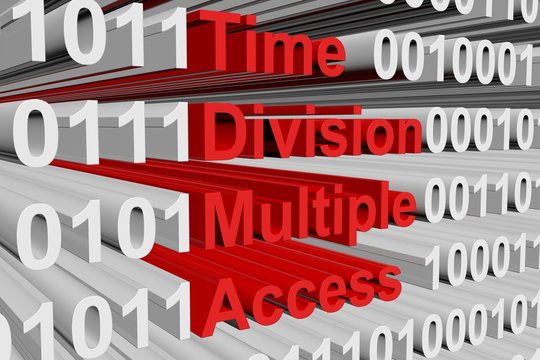 Time division multiple access in the form of binary code, 3D illustration