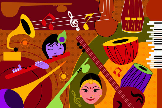 Abstract Music collage background