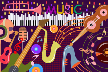 Abstract Music collage background