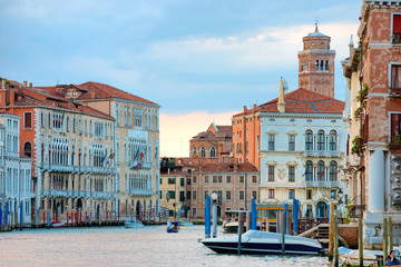 Grand Canal with boats in Venice