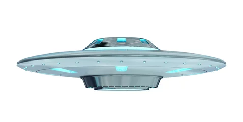 Foto op Plexiglas UFO Vintage UFO geïsoleerd op een witte achtergrond 3D-rendering
