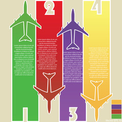 Infographic of Colorful Airplanes with Colorful Background, Vector Illustraton EPS 10.