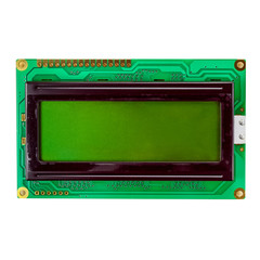 Green LCD display isolated on a white background