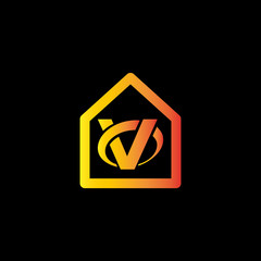 V letter in polygon stock logo design vector