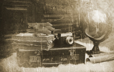 Photo with aged effect Vintage Traveller items