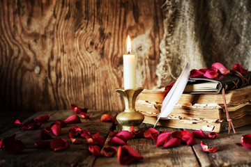 book pen candle romance