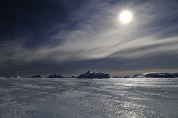 Beautiful view of icebergs in Snow Hill Antarctica