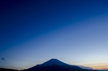 富士山を跨ぐ昼と夜の境界